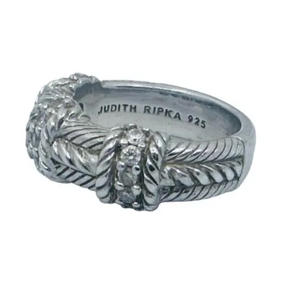 Judith Ripka sterling silver rope band 925 CZ ring size 6 - Picture 5 of 9